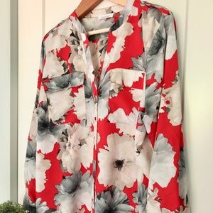 Calvin Klein Red Floral Blouse - 1X